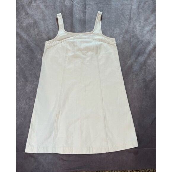 Madewell Womens Denim A-Line Mini Dress Sleeveless Square Neck Cream Size 6 NWT - Picture 3 of 9